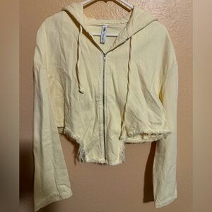 Zara Yellow Cropped Hoodie